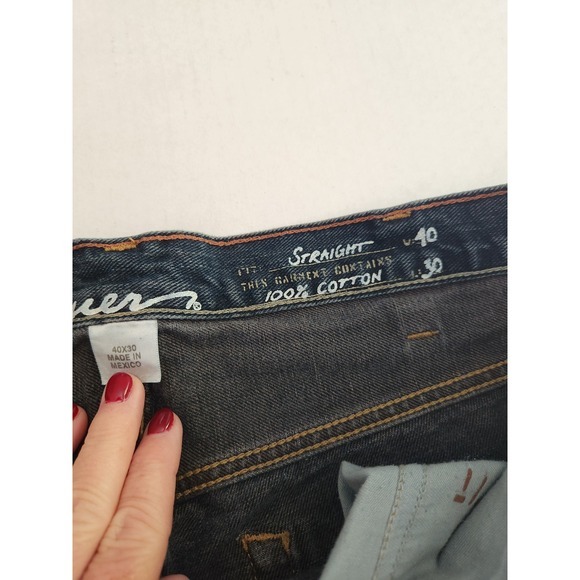 Eddie Bauer Mens Straight Fit Jeans 40x30 Blue Denim 100% Cotton Casual Pants - Picture 3 of 10